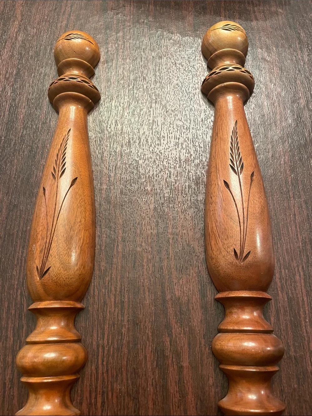 Hand-Carved Wooden Wall Candle Holders